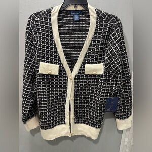 Chicwish Black and White Cardigan Sweater